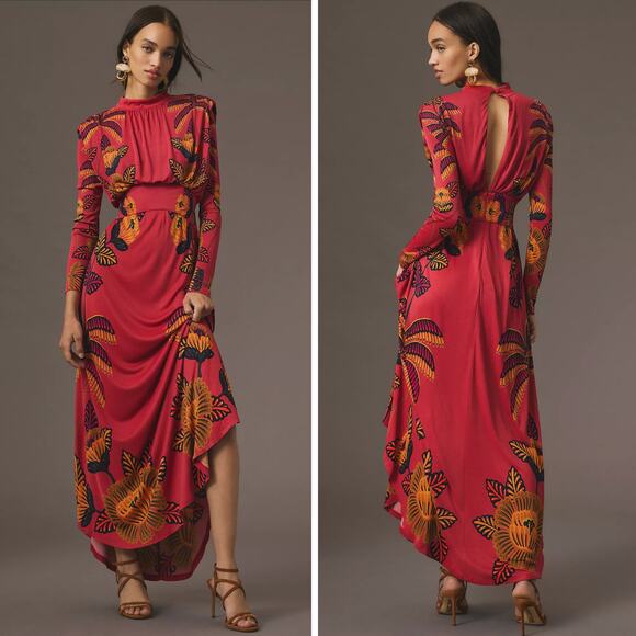 FARM RIO Long Sleeve Mock Neck Maxi Dress Size Small - Picture 1 of 10